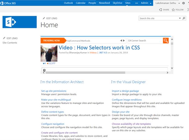 C-sharp Corner website is embedded in to SharePoint site page